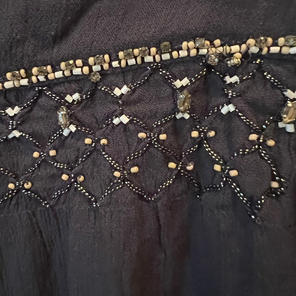 Floreat Anthropologie Beulah Beaded Top Small Rayon Boho Western - Picture 5 of 7